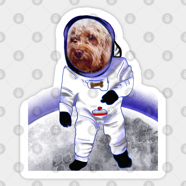 Doggy in Space - cute Cavoodle, Cavapoo, Cavalier King Charles Spaniel Sticker by Artonmytee